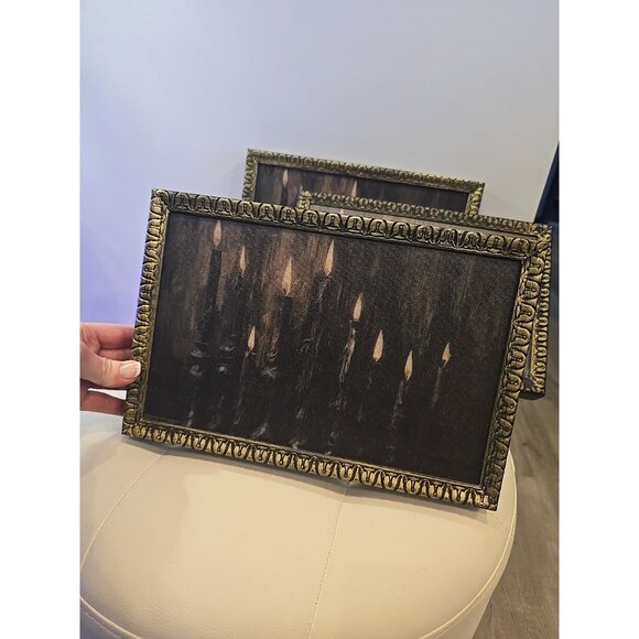 Ashland Lot 3 Midnight moon Framed Halloween Spooky Candles DECOR Haunted NEW - Picture 5 of 8